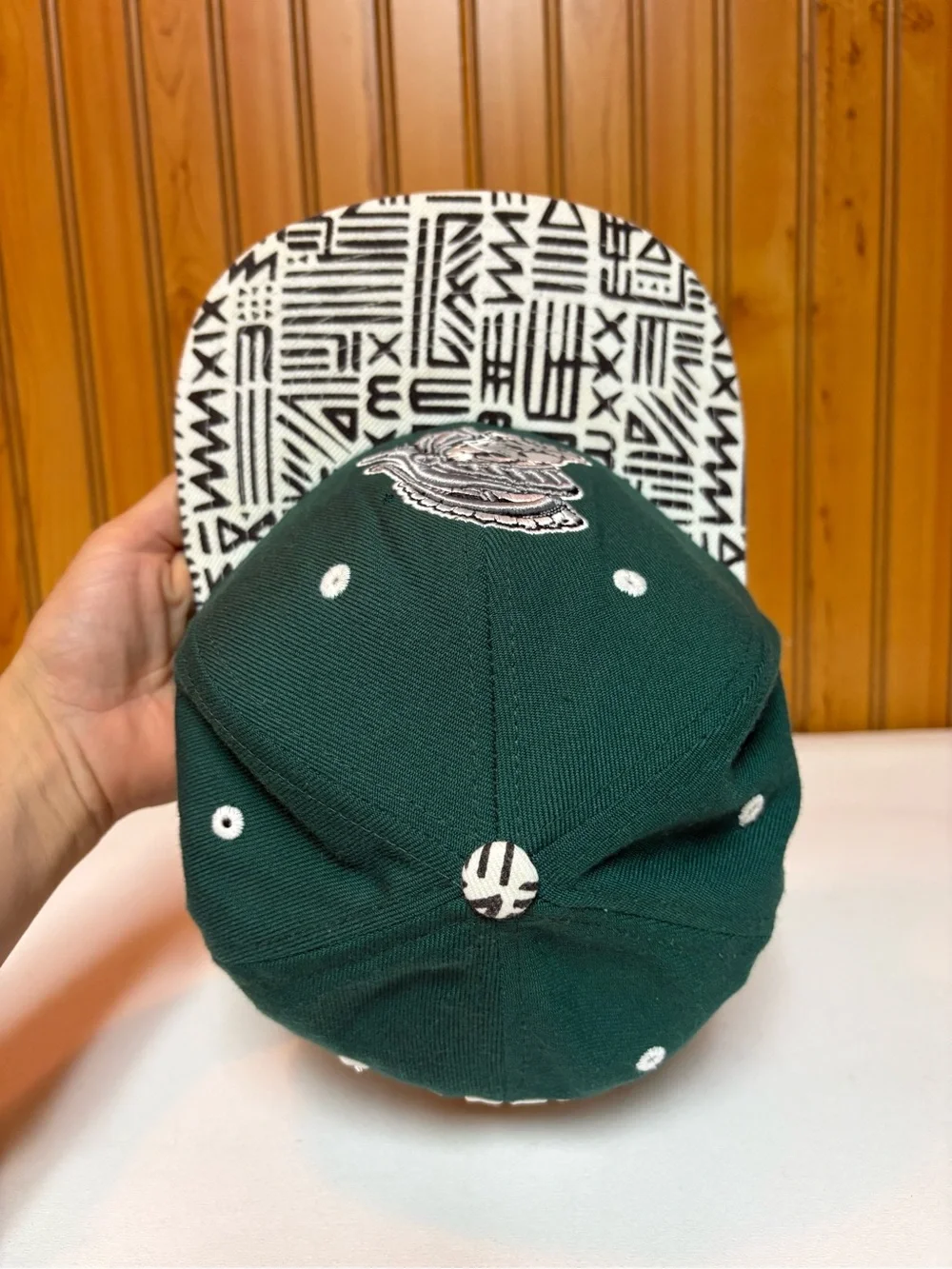 Zephyr Green Hat with Red and Navy Logo Patch